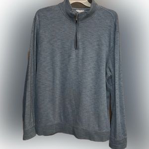 ⭐️Van Heusen Men Mock Turtle Neck Blue Long Sleeve Quarter-Zip Pullover XXL